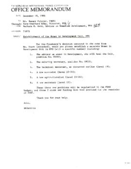 Women in Development - Staffing - Correspondence - 1977 - 1987