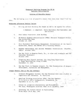 Bank Staff Training in Transportation - Bank Staff Grading - Notes, Correspondence