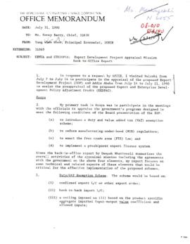 Kenya - Export Development Plan - Correspondence