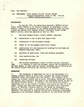Bangladesh - First Highway Project (01) - Loan Committee Project File