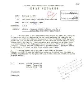 Algeria - Proposed Water Supply Loan - Second National Water Supply Project (02) - Loan Committee Project File