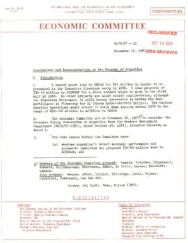 Economic Committee Papers - Argentina - EC/M/67-33 - Conclusions and Recommendations on the Economy of Argentina