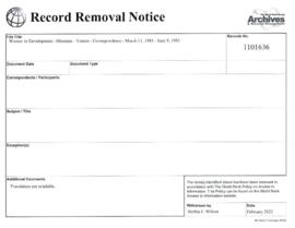 Women in Development - Missions - Yemen - Correspondence - March 11, 1983 - June 9, 1983