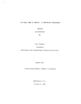 United States-Mexico Chamber of Commerce, Washington, D.C. October 4,1984