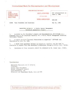 Argentina - Public Sector Management Technical Assistance Project - Loan Committee Project File