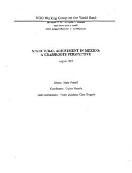 Non Government Organizations [NGO] - Structural Adjustment in Mexico - A Grassroots Perspective - Discussion Paper - August 1993 - Mary Purcell - Carlos Heredia, Victor Quintana and Clara Brugada