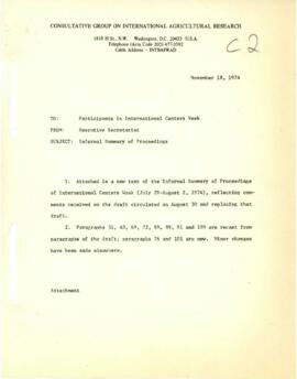 CGIAR - C-2 - International Centers Week - Summary of Proceedings - Summary of proceedings 72/74-01