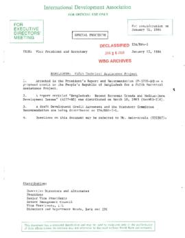 Bangladesh - Fifth Technical Assistance Credit Project (05) - Loan Committee Project File