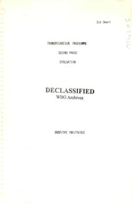 Transmigration Programme Second Phase Evaluation - UNDP/OPE INS/79/001 - First Draft