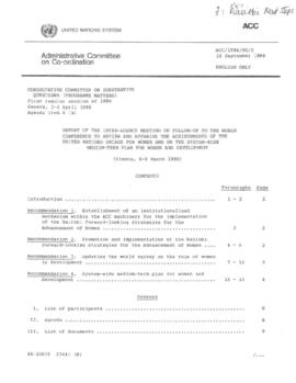 Women in Development - United Nations - Decade for Women - Nairobi Mission, July 1985 - Correspondence