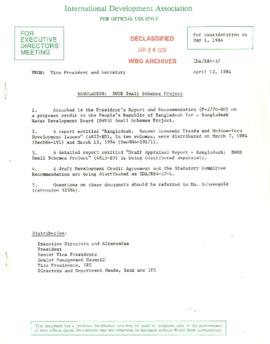 Bangladesh - Bangladesh Water Development Board [BWDB] Small Schemes Project - Loan Committee Project File