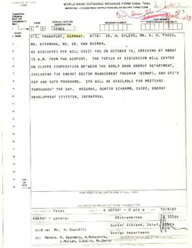 Energy Sector Management Assistance Programme [ESMAP] Donors - Germany - Gesellschaft fuer Technische Zusammenarbeit [GTZ] - Correspondence