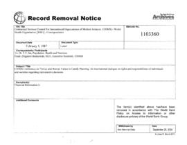 Contractual Services Council For International Organizations of Medical Sciences [CIOMS] - World Health Organization [WHO] - Correspondence