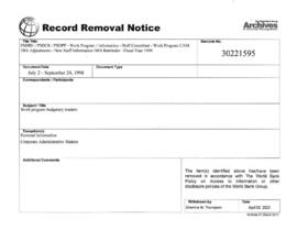 PSDBE / PSDCR / PSDPP - Work Program / Information - Staff Consultant - Work Program CAM TRS Adjustments - New Staff Information HRS Reminder - Fiscal Year 1999