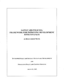 Policy Development Records - Safeguard Policies - Framework for Improving Development Effectiveness - Correspondence - August 13, 2002