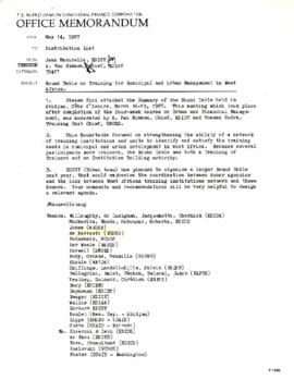 Water Supply and Urban Development Research Material - Africa - General - Urban from with the Bank - December 1985 - May 1987