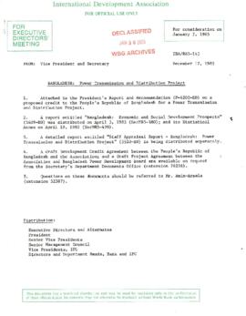 Bangladesh - Power Transmission and Distribution Project - Loan Committee Project File