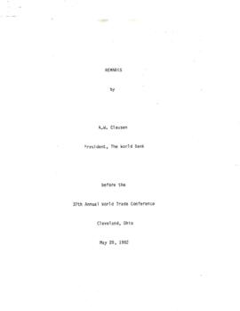 World Trade Conference, Cleveland, May 20. 1982