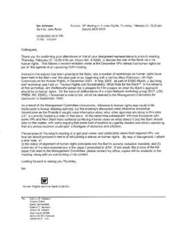 Policy Development Records - Human Rights - Correspondence - February 27, 2003