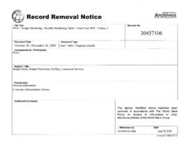 PSAS - Budget Monitoring - Monthly Monitoring Tables - Fiscal Year 2003 - Volume 2
