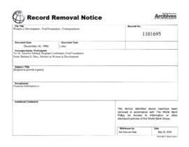 Women in Development - Ford Foundation - Correspondence