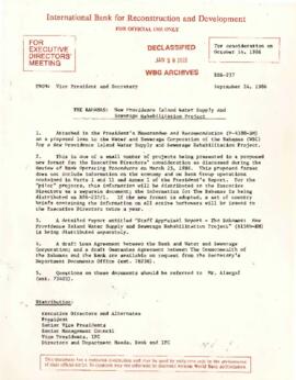 Bahamas - New Providence Island Water Supply and Sewerage Rehabilitation Project - Loan Committee Project File
