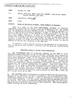 Soviet Union - September/October 1990 mission summary