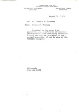 Hollis B. Chenery Papers - McNamara discussions / notebooks / memoranda - 1973 (July - August)