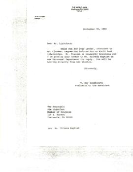 A W Clausen Presidents Papers - Outgoing Chronological Records - September 1985 - Volume 51