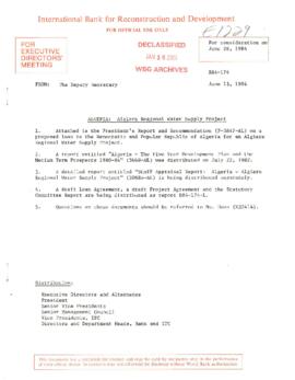 Algeria - Greater Algiers Regional Water Supply Project - Loan Committee Project File