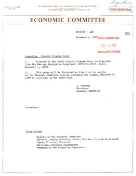 Economic Committee Papers - Argentina - EC/O/69-126 - Country Program Paper