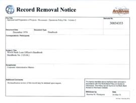 Appraisal and Preparation of Projects - Documents - Operations Policy File - Volume 2