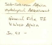 Sub-Saharan Africa Hydrological Assessment - General - Volume 7 - West Africa - January 1993