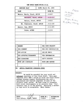 AFRICA: Corridor Study: Reports and Background Material for Study Database - 1v