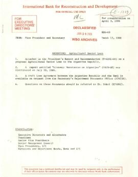 Argentina - Agricultural Sector Loan Project - Loan Committee Project File