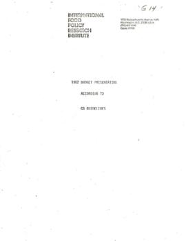 CGIAR - G-14 - Internationa Food Policy Research Institute (IFPRI) - Program and Budget