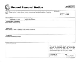 PSAS - Budget Reform Working Group - Reports, Presentations, Published Guidelines - Fiscal Year 2001