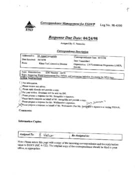 ESDVP - Vice Presidents Correspondence - Chronological Records - Ismail Serageldin - Lotus Notes - Log Book 98-4500 to 98-4550